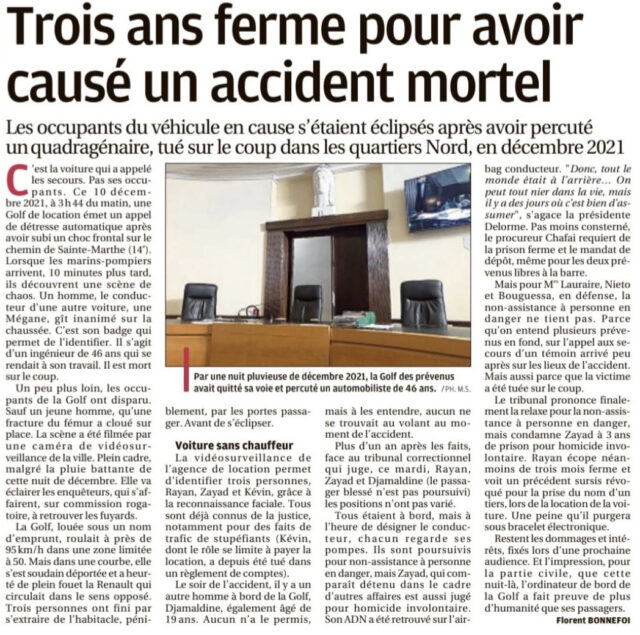 Relaxe non assistance à personne en danger – tribunal correctionnel de Marseille